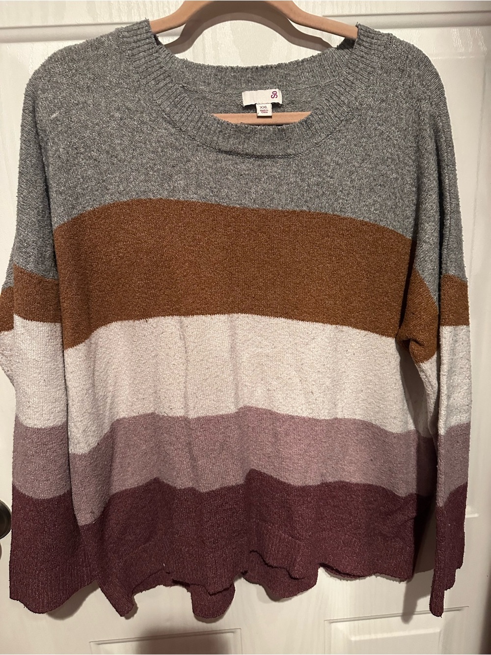SO Gray and Brown Striped Knit Pullover